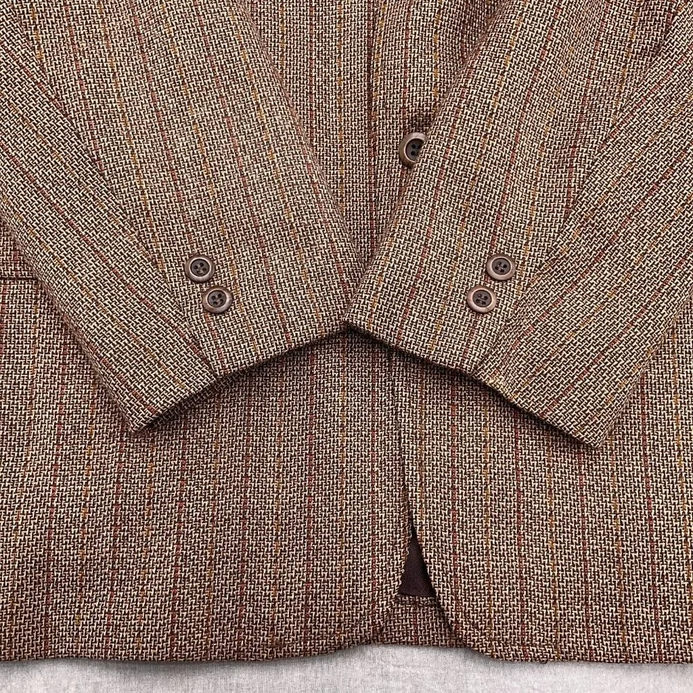 JB Blazer Men 44‎ Brown Rust Stripe Polyester Knit Classic Career Jacket 60s VTG